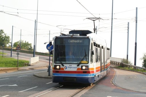 Sheffield Supertram tram 104 at Park Grange