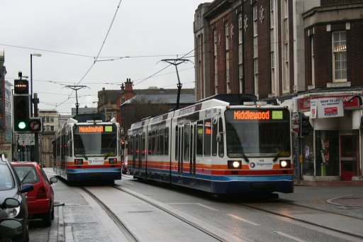 Sheffield Supertram tram 109 at West Street