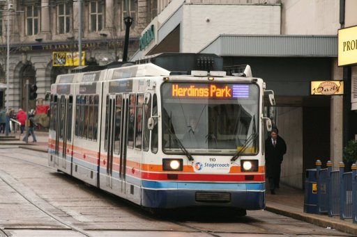 Sheffield Supertram tram 110 at High Street
