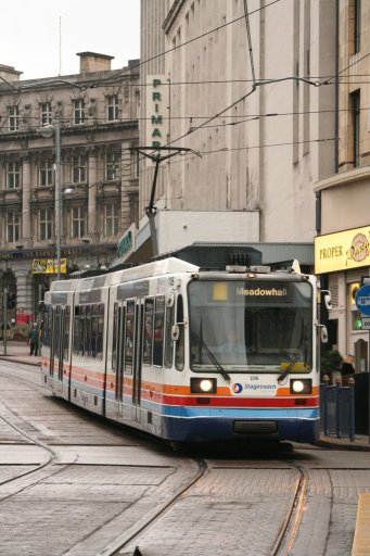Sheffield Supertram tram 106 at High Street