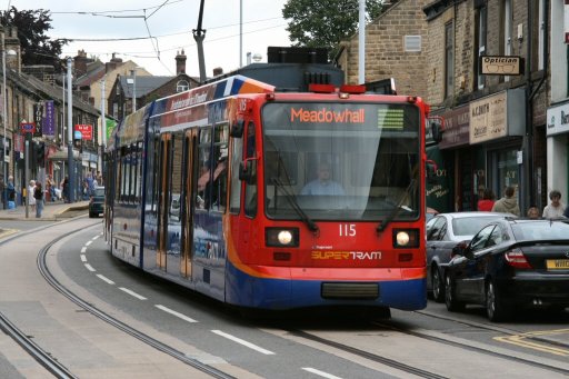 Sheffield Supertram tram 115 at Hillsborough