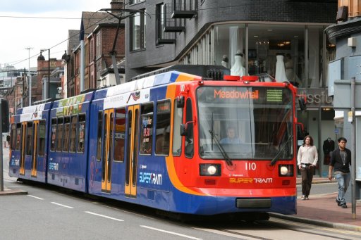 Sheffield Supertram tram 110 at West Street