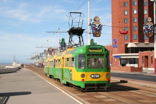 Blackpool Tramway tram 671 at Hilton Hotel, North Promenade, Blackpool