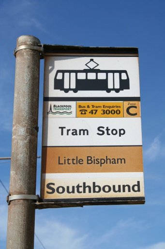 Blackpool Tramway sign at Little Bispham stop