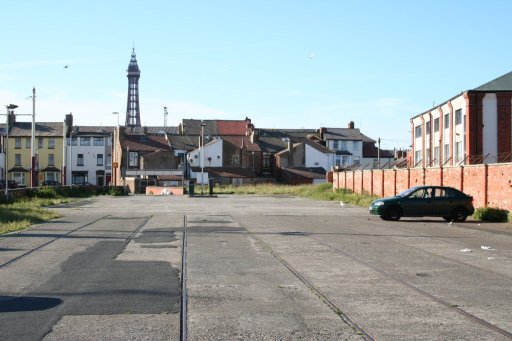 Blackpool Tramway route at Blundell Street car park, Blackpool