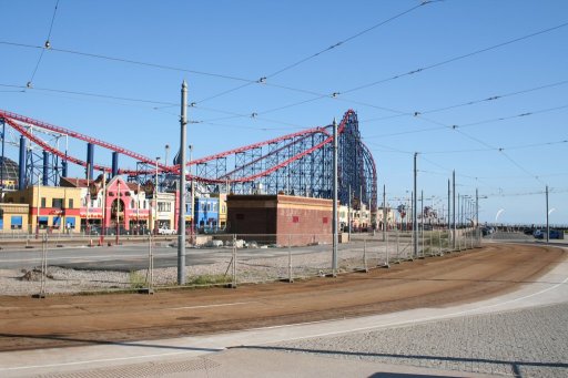 Blackpool Tramway route at Pleasure Beach
