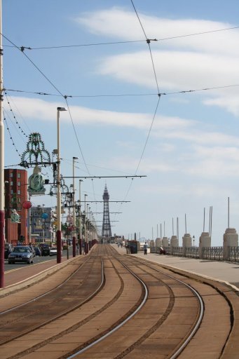 Blackpool Tramway route at Gynn Square