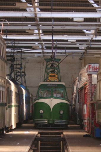 Blackpool Tramway tram 605 at Rigby Road depot