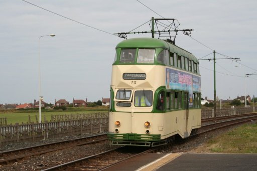 Blackpool Tramway tram 712 at Rossall School