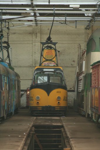 Blackpool Tramway tram 602 at Rigby Road depot