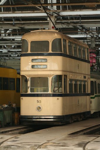 Blackpool Tramway tram 513 at Rigby Road depot