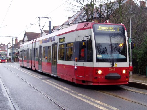 Croydon Tramlink tram 2546 at Lebanon Road stop