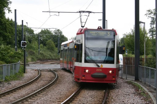 Croydon Tramlink tram 2536 at Gravel Hill