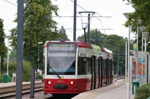 Croydon Tramlink tram 2547 at Lloyd Park stop