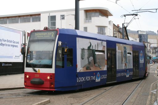 Croydon Tramlink tram 2551 at Reeves Corner