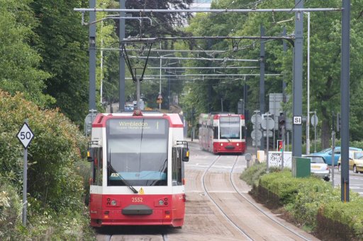 Croydon Tramlink tram 2552 at near Sandilands