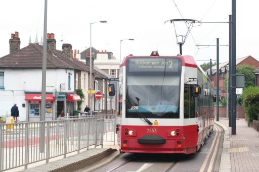 Croydon Tramlink tram 2553 at Centrale stop