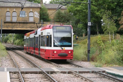 Croydon Tramlink tram 2530 at Woodside stop
