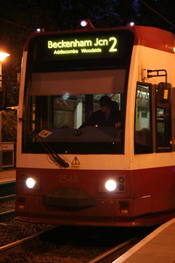 Croydon Tramlink tram 2548 at Morden Road stop