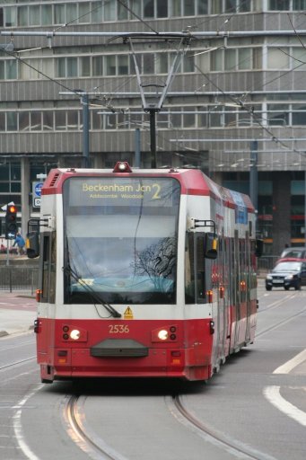 Croydon Tramlink tram 2536 at Addiscombe Road