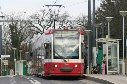 Croydon Tramlink tram 2546 at Lebanon Road stop