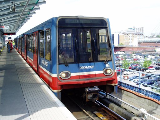 Docklands Light Railway unit 76 at West India Quay station