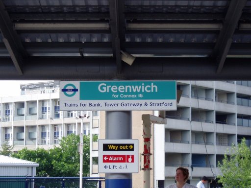 Docklands Light Railway signs at Greenwich station