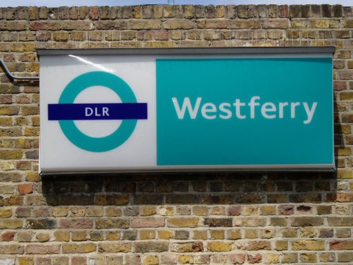 Docklands Light Railway sign at Westferry station