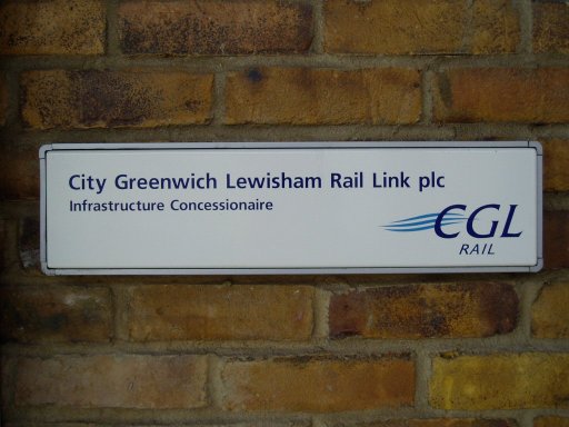 Docklands Light Railway sign at Greenwich station