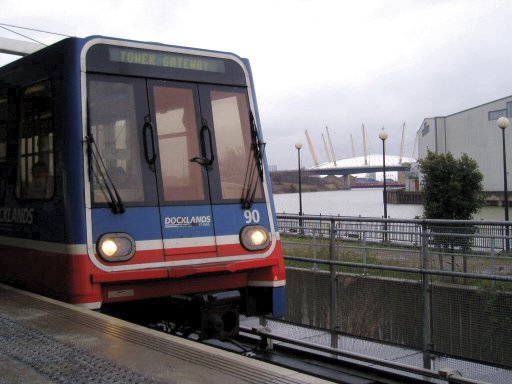 Docklands Light Railway unit 90 at Canning Town station