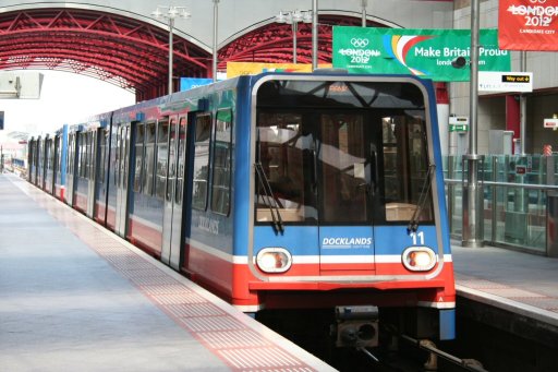 Docklands Light Railway unit 11 at Canary Wharf station