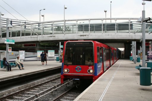 Docklands Light Railway unit 69 at Cyprus station