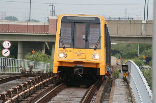 Docklands Light Railway unit 92 at Gallions Reach