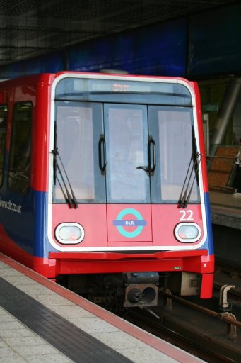 Docklands Light Railway unit 22 at Heron Quays station