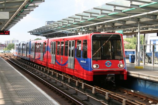 Docklands Light Railway unit 70 at West India Quay station