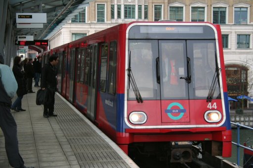 Docklands Light Railway unit 44 at West India Quay station