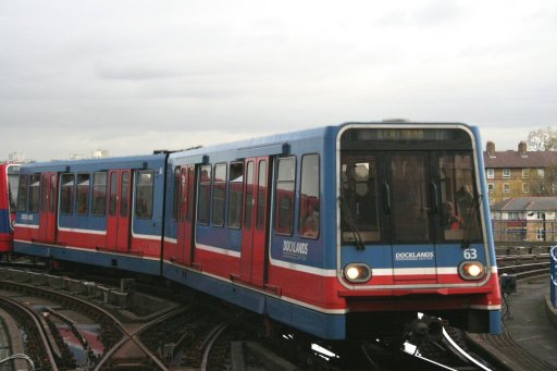 Docklands Light Railway unit 63 at North Quay Junction