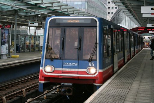 Docklands Light Railway unit 95 at West India Quay station