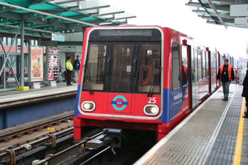 Docklands Light Railway unit 25 at Westferry station