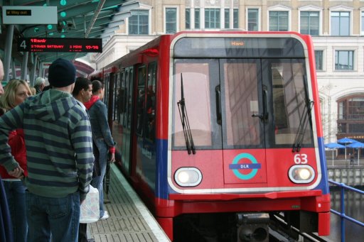 Docklands Light Railway unit 63 at West India Quay station