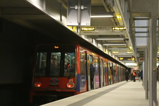 Docklands Light Railway unit 01 at Woolwich Arsenal station