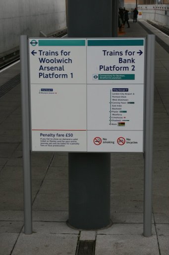Docklands Light Railway sign at King George V station