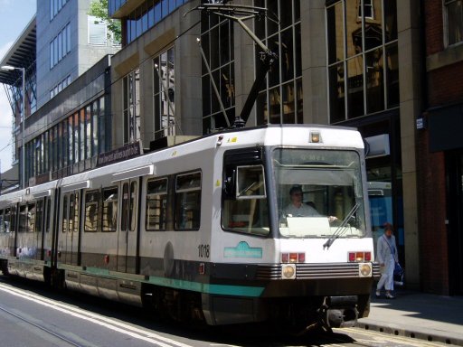 Metrolink tram 1018 at Mosley Street
