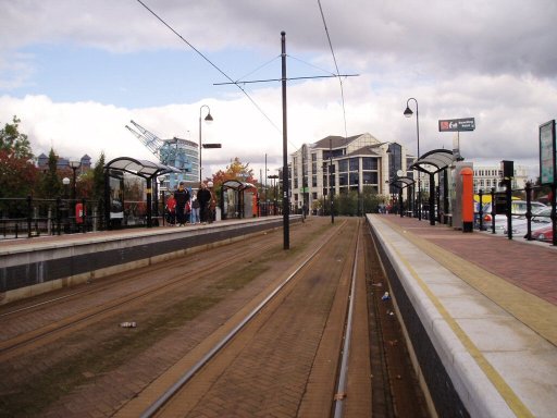 Metrolink stop at Salford Quays