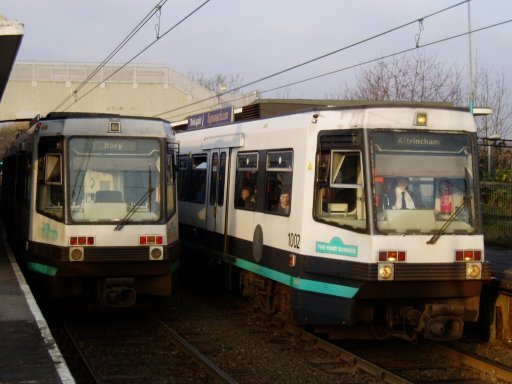 Metrolink tram 1002 at Bowker Vale stop