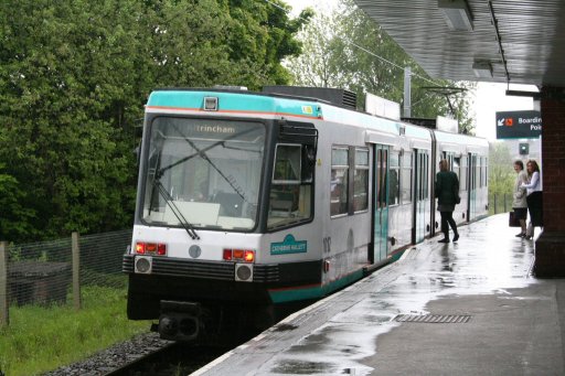 Metrolink tram 1012 at Besses o'th'Barn stop