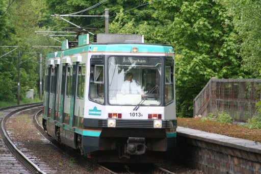 Metrolink tram 1013 at Bowker Vale stop