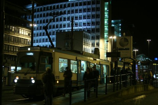 Metrolink tram 1010 at St. Peter's Square stop