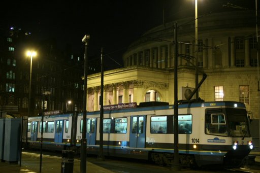 Metrolink tram 1014 at St. Peter's Square stop