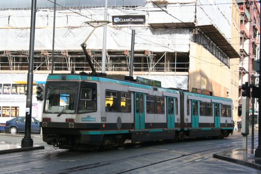 Metrolink tram 1020 at Mosley Street